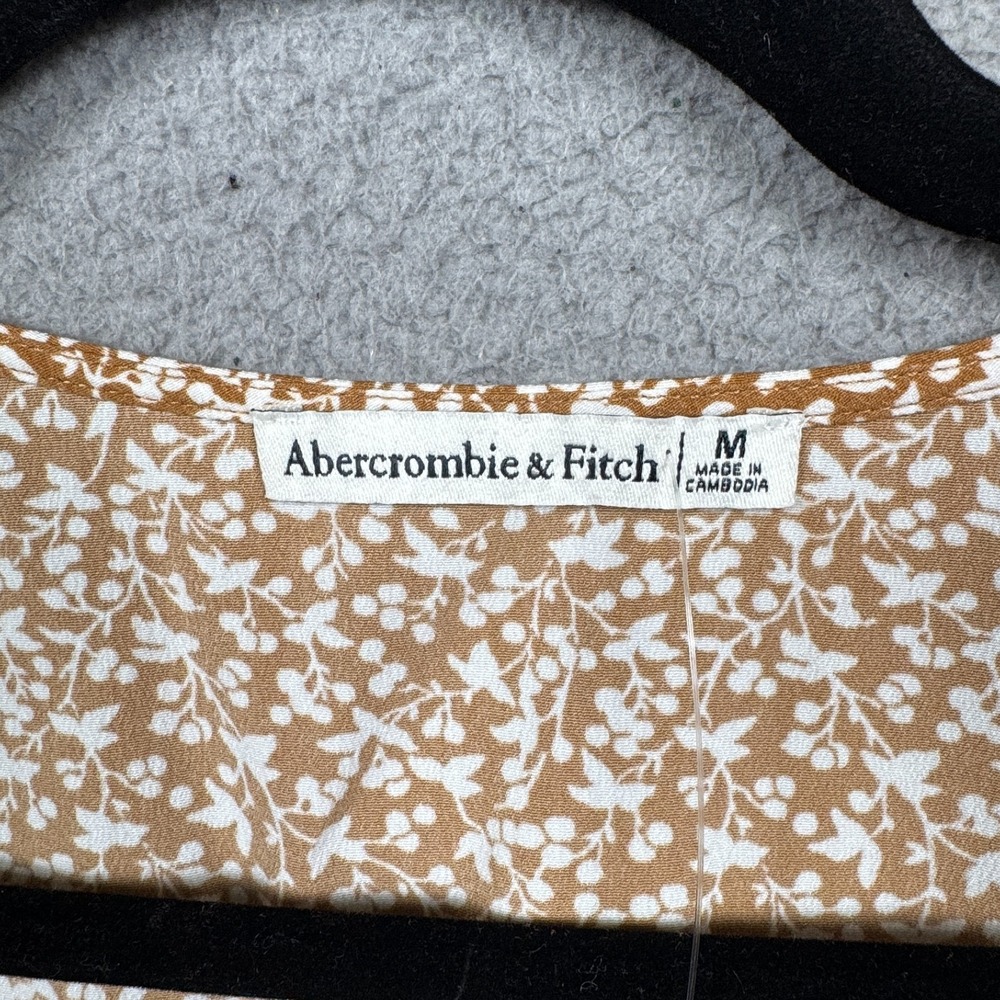 Abercrombie Top Womens M Brown Floral Babydoll Preppy‎ Y2K Clean Girl Soft Boho - Picture 7 of 12